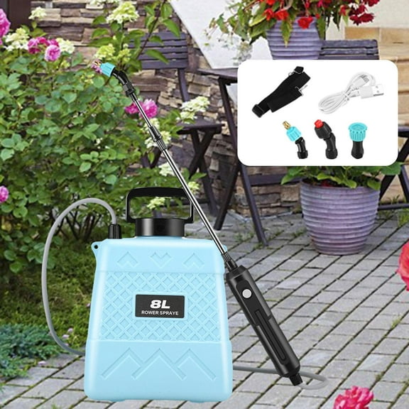 colaxi Lawn Electric Sprayer Agricultural Dispenser Retractable Rod High Pressure Sprayer Water Sprayer Bottle for Household Orchard 8L Blue