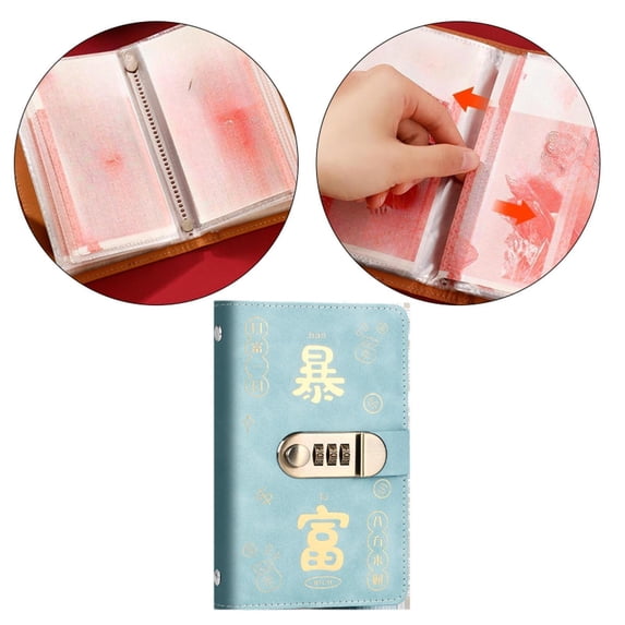 colaxi Money Saving Binder with 100 Pieces Cash Envelops, Collection Creative Convenient Compact Birthday Gift, Portable Cash Holder Blue