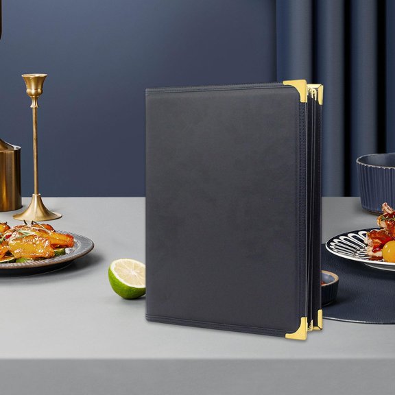 colaxi Restaurant Menu Cover Menus Holder PU Leather Clear Viewing Double View Organizer Drinks List Folder Refillable Binder With Durable PVC Material Style A