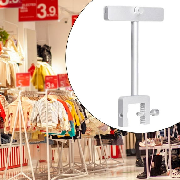 colaxi Sign Holder Clamp Rotatable Reused Aluminum Alloy Sign Display Clip for Hangrails and Tubes Exhibition Clothing Store Signage