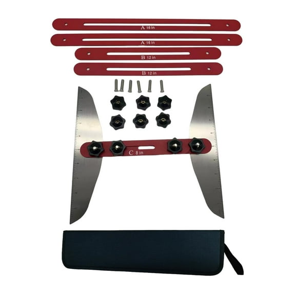 colaxi Stair Tread Template Tool Marking Measuring Tool Stair Tread Ruler Premium Professional Stair Measuring Tool Jig for Cabinets Red