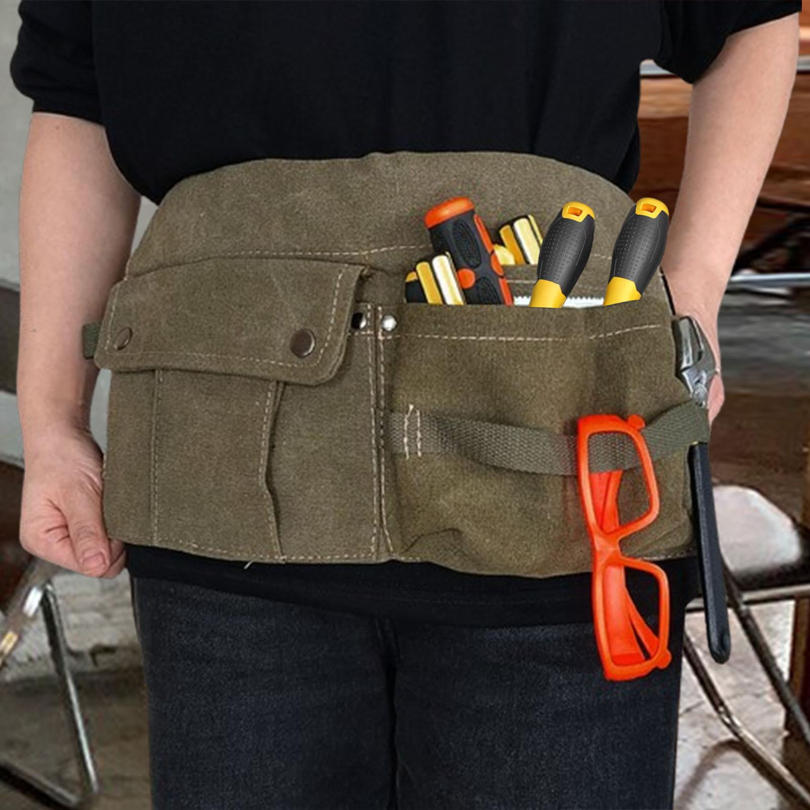 colaxi Tool Waist Bag Portable Tool Bag Large Capacity Canvas Waist Pocket Belt Waist Bag Tools Organizer for Electricians Builders Green
