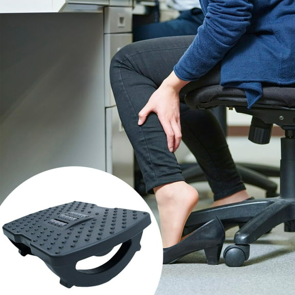 colaxi Under Desk Rocking Foot Rest with Massage Rollers Foot Stool for Work Office Black