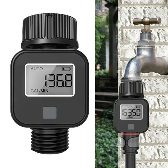 colaxi Water Flow Meter Heavy Duty High Accuracy CLEAR Screen Standard 3/4" Hose Thread for Outdoor Lawn RV Water Tank Filling Yard