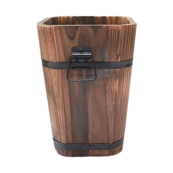 colaxi Wooden Bucket Planter Retro Design Plant Container for Entryway Cafe Desktop M M