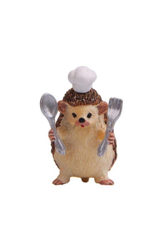 4xLifelike Hedgehog Sculpture Learning Educational Toys Desk Decor Chef