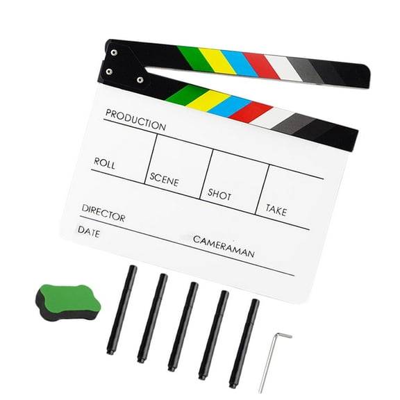 colcolo Acrylic Clapboard Movie Clapper Board Slate for Studio Cut Action Scene Film