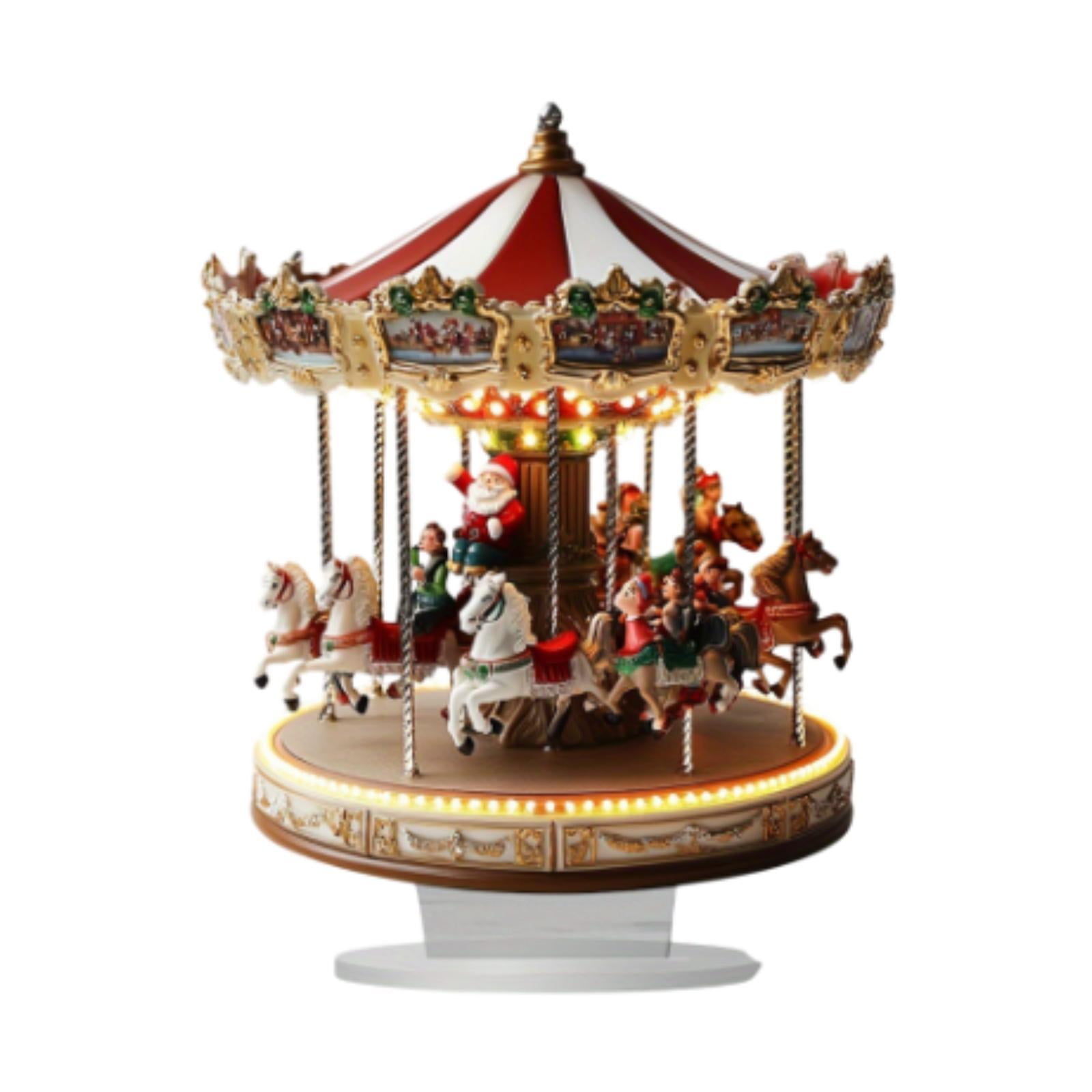 colcolo Christmas Carousel Figurines Decoration with Lighted Go Round ...
