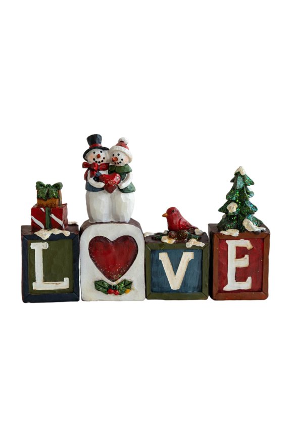 Christmas Statue Adorable Craft Tabletop Ornament for Home Shelf Living Room LOVE