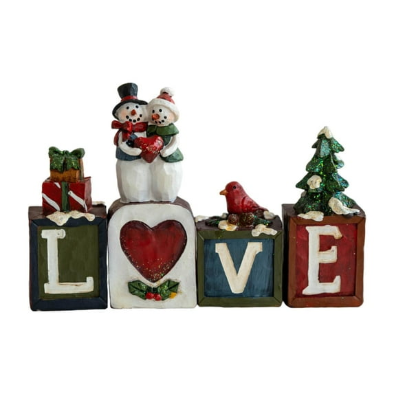 colcolo Christmas Statue Adorable Craft Tabletop Ornament for Home Shelf Living Room LOVE