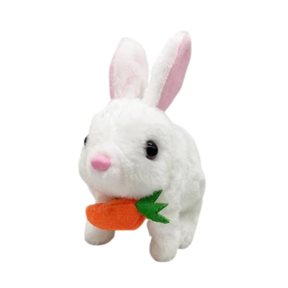 colcolo Electric Bunny Plush Toy Interactive Plush Rabbit Walking Party Favor with Sound White