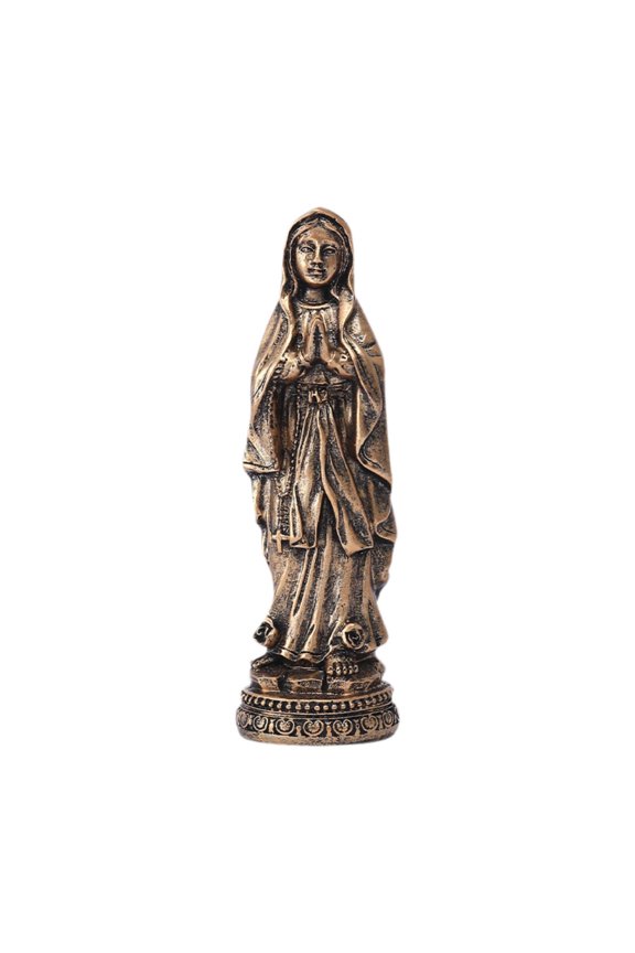 Mary Statue, Blessed Mother Mary Sculpture, Resin Catholic Gift, Bronze Finish Statue for Car Home Office Table