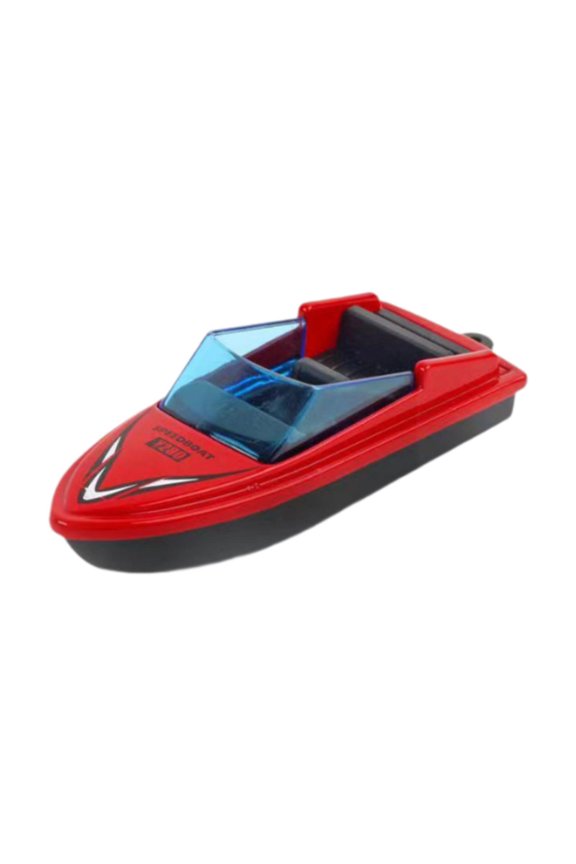 Mini Motorboat Model, Alloy Simulation Speedboat Educational Toy, Micro Landscape Decoration for Age 3-12+ Adults, Kids Red