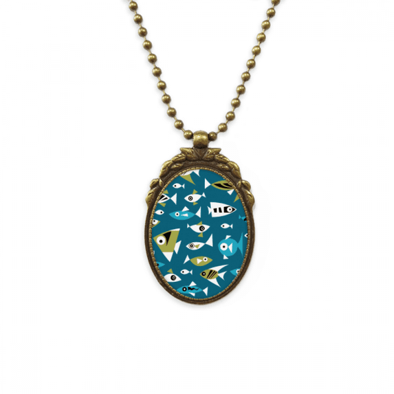 cold color blocks fishes antique necklace vintage bead pendant keychain