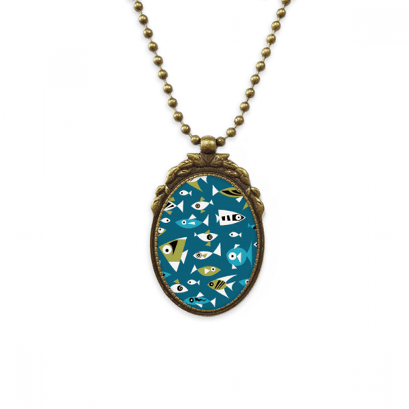 cold color blocks fishes antique necklace vintage bead pendant keychain