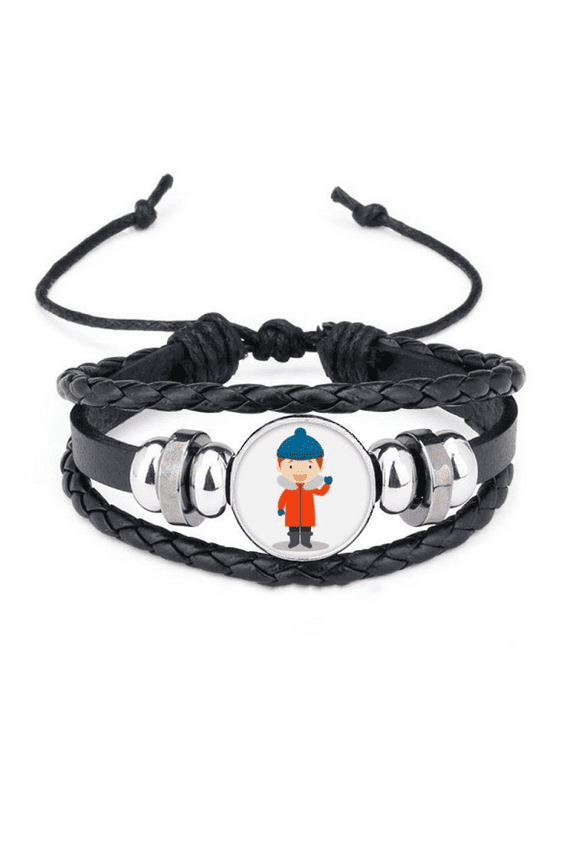 cold south pole cartoon bracelet braided leather woven wristband