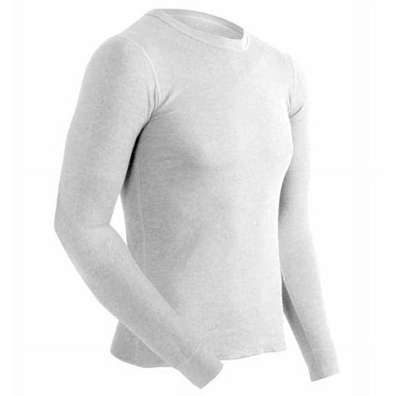 coldpruf men's basic dual layer long sleeve crew neck base layer top, winter white, medium tall