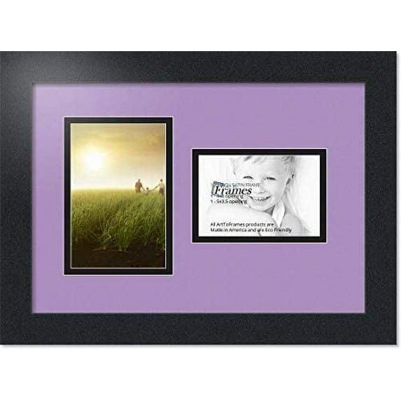 collage photo frame double mat with 1 - 3.5x5& 4x6 openings and black frame