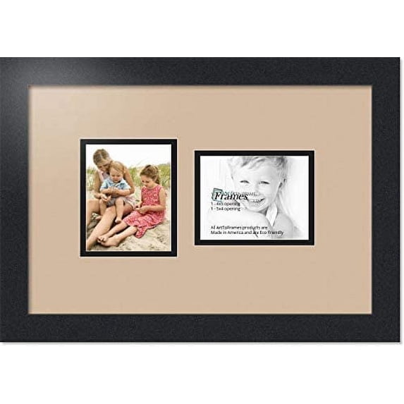 collage photo frame double mat with 2 - 4x5 openings and black frame