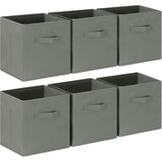 Behome 6 Pack Collapsible Storage Bins, 11.8” Fabric Foldable Bins for Organization, Cube Basket Bin for Clothes, Toys, Books, Gray