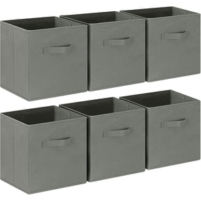Behome 6 Pack Collapsible Storage Bins, 11.8 Fabric Foldable Bins for Organization, Cube Basket Bin for Clothes, Toys, Books, Gray