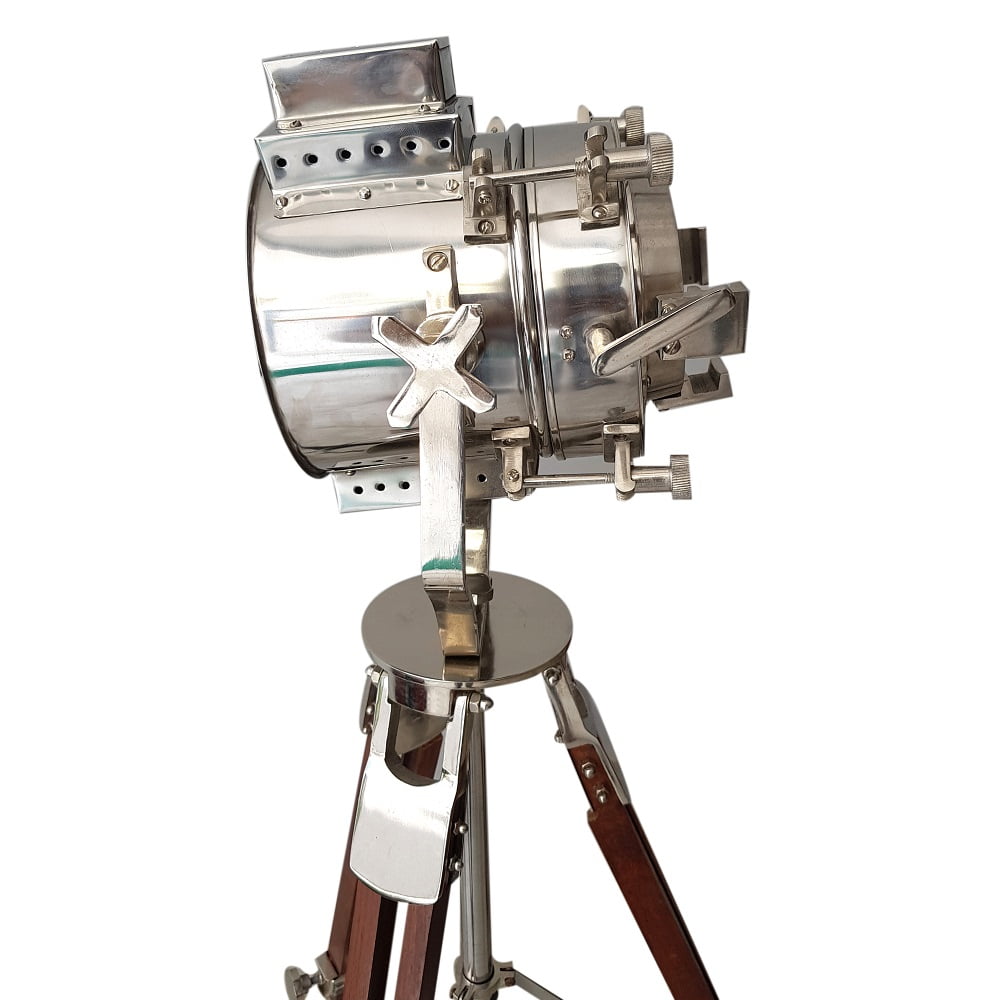 collectiblesBuy Classic Theatre Spot Light with Solid Wooden Tripod - Floor Lamp Vintage/Retro Style Searchlight