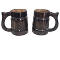 thumbnail image 1 of collectiblesBuy Handcrafted Antique Brown Wooden Coffee Mug Food Safe Environmentally Friendly Drinking Stein Set of 2, 1 of 5
