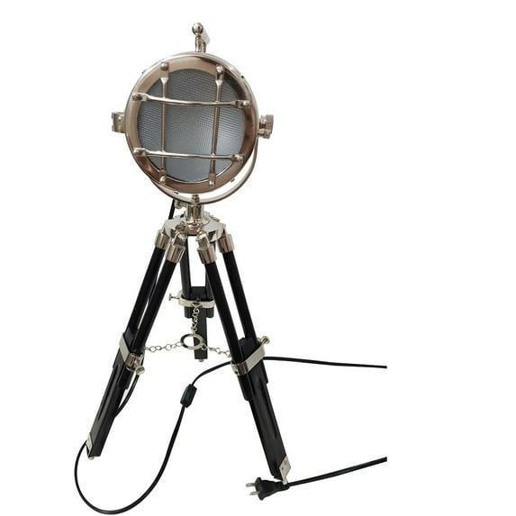 collectiblesBuy Nautical LED Searchlight Mini Studio Home Decor Vintage Retro Silver Finish Standing Desk Lamp with Adjustable Tripod