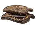 thumbnail image 1 of collectiblesBuy Set of 2 Decorative Handmade Wooden Tray Leaf Design Kitchen Platter Serving Tray Set home kitchen décor salads and desserts serving small tray pair, 1 of 5