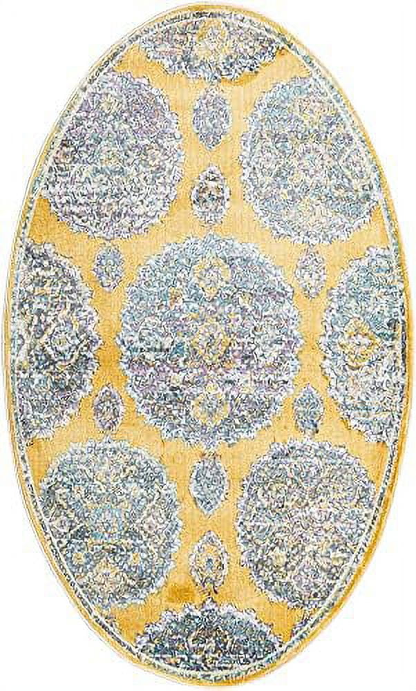 collection rug 3' x 5' oval yellow mediumpile rug perfect for living rooms, large dining