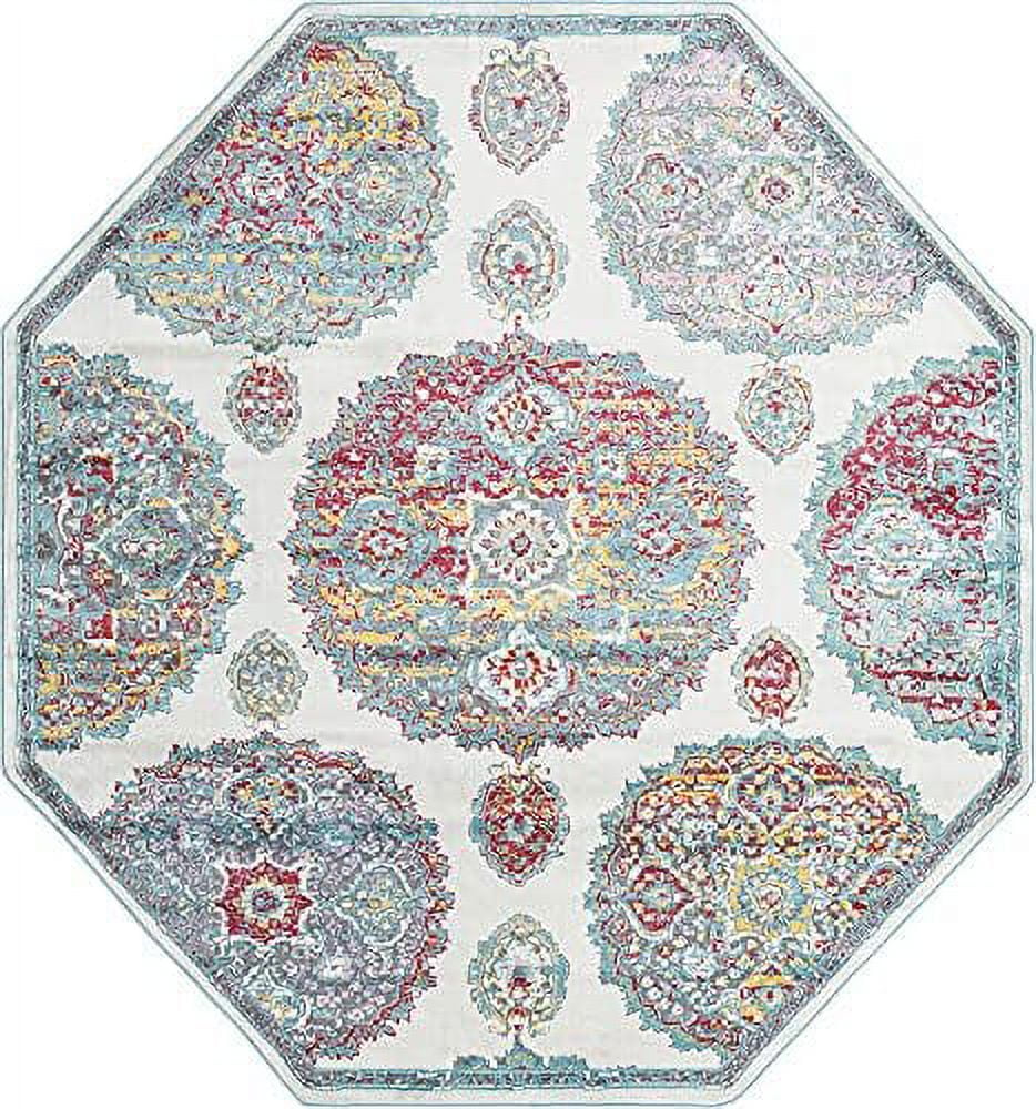 collection rug – 6 ft octagon cream medium-pile rug perfect for living ...