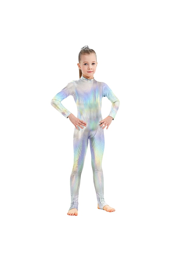 color Long Sleeve Body Shaper for Children Boy Girl Slim Tunic Bodycon Sequin Bling Dance Costumes Coveralls Shapewear Body Shaper Catsuit Kid 2026 Clothes Trendy 7-9 Years