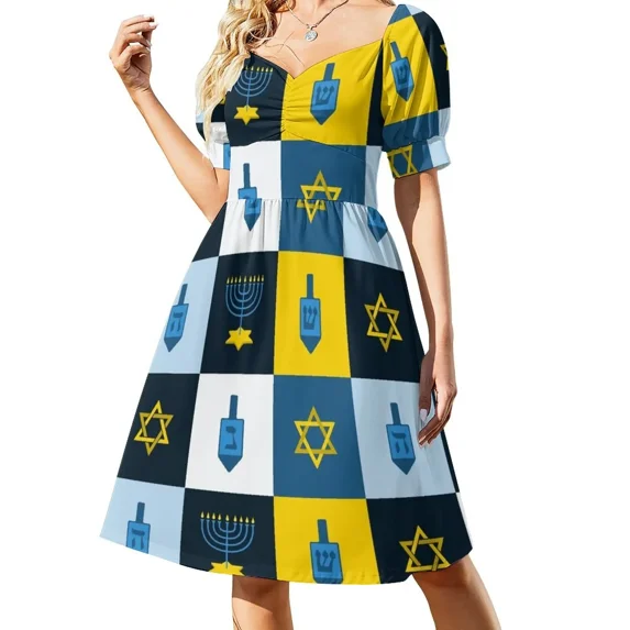 colorblock hebrew hanukkah Sleeveless Dress women's fashion dresses dress party evening elegant luxury celebrity