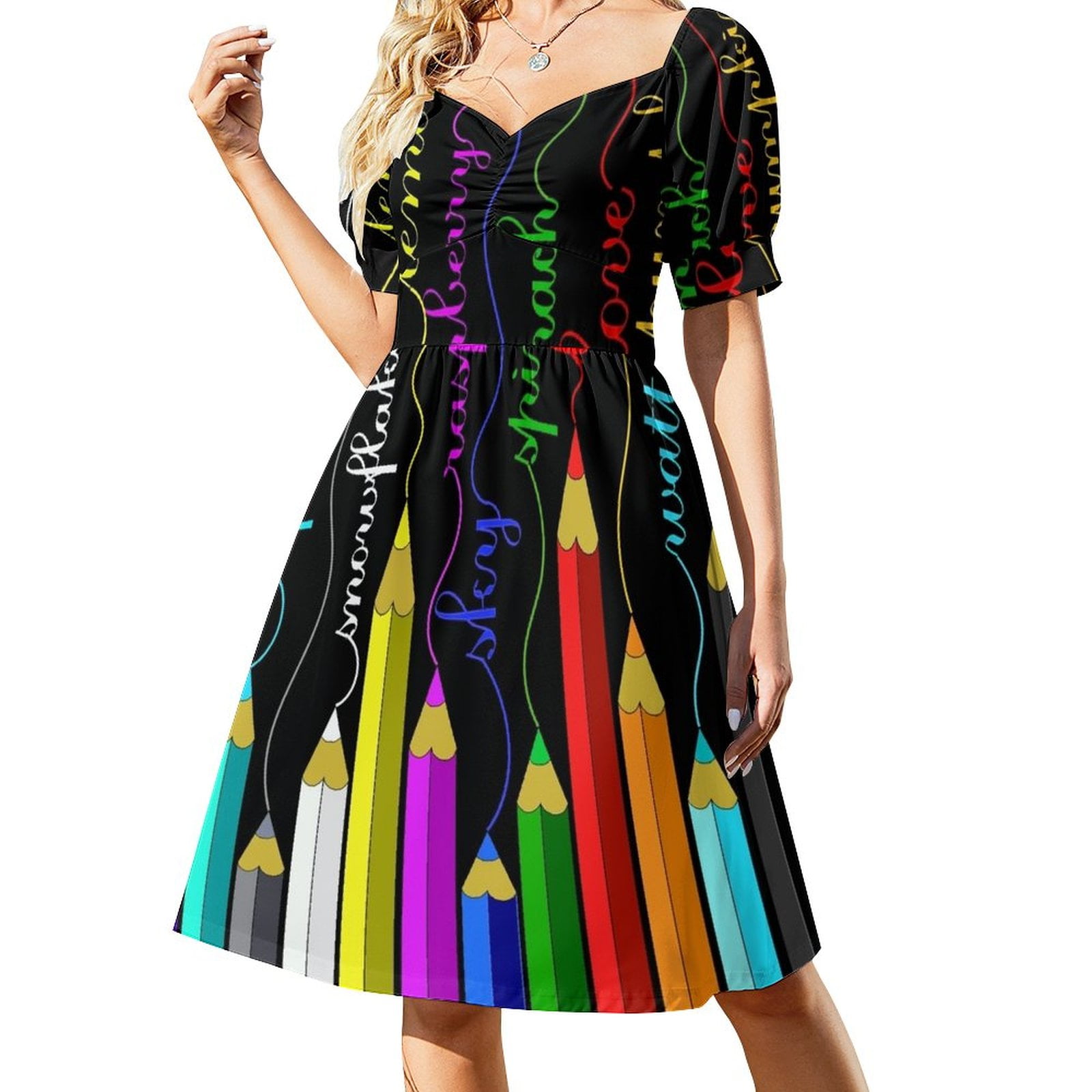 colored pencils Sleeveless Dress summer dress woman 2024 trendy women colored pencils Sleeveless Dress summer dress woman 2024 trendy women