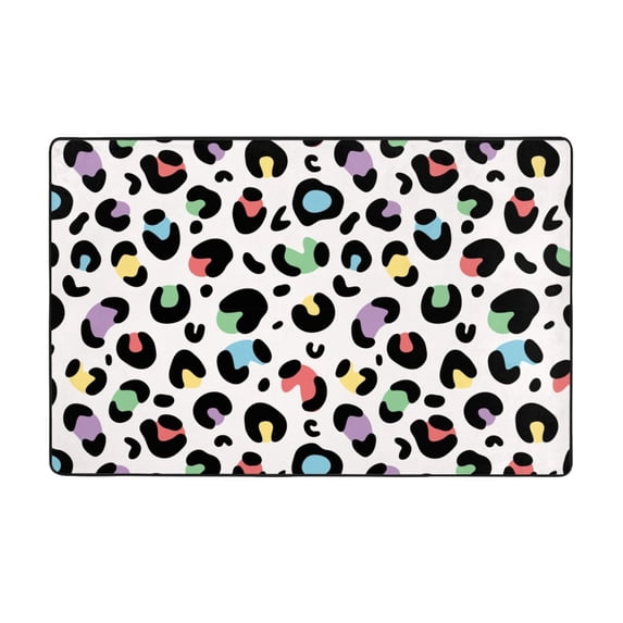 colorful Leopard printA Shaggy Area Rug, Rugs for Living Room Bedroom Non Slip Door Mat Indoor Carpet Machine Washable Nursery Home Decor Floor Mats for Entryway 60x39in-#