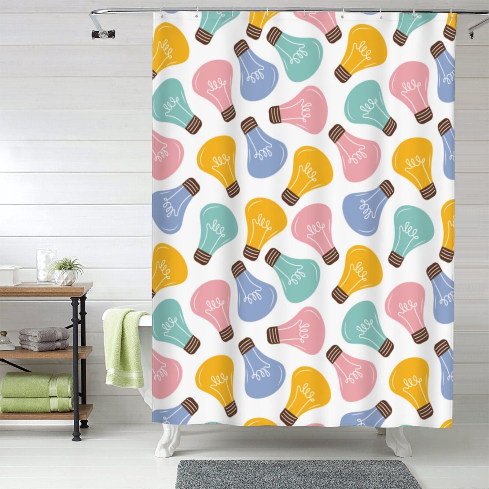 colorful Light Bulb Shower Curtain Fabric Shower Curtains for