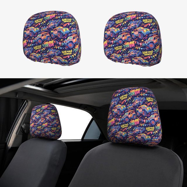 colorful SUV car 2 Pack Headrest Covers for Cars, Car Headrest Cover