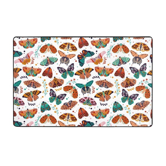 colorful butterfly A Shaggy Area Rug, Rugs for Living Room Bedroom Non Slip Door Mat Indoor Carpet Machine Washable Nursery Home Decor Floor Mats for Entryway 60x39in-#