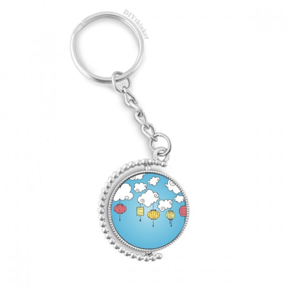 colorful cartoon cloud pattern rotatable keyholder disc accessories chain clip