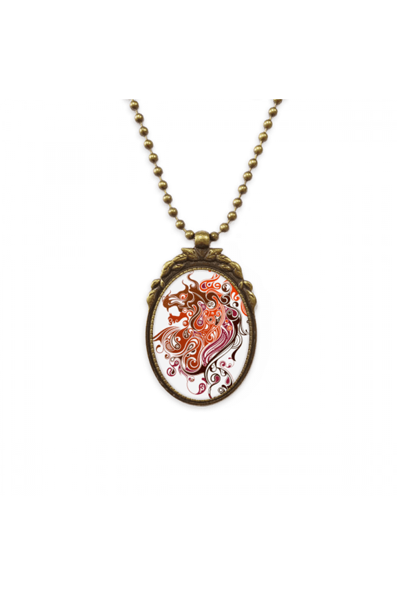 colorful dragon animal art outline antique necklace vintage bead pendant keychain