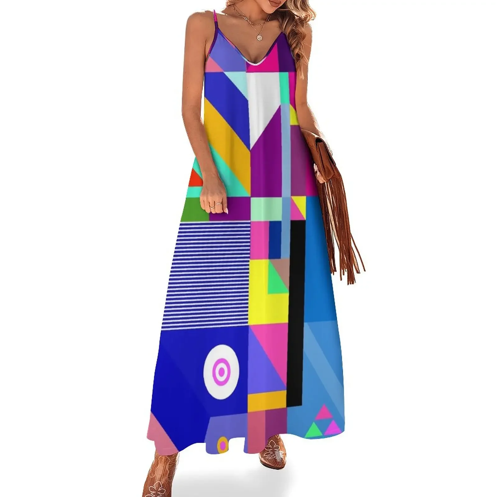 colorful happier life Sleeveless Dress women's evening dresses Summer ...