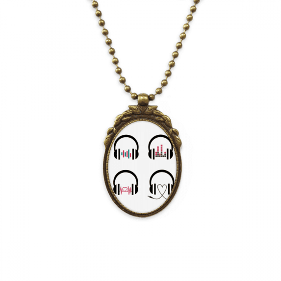 colorful headset music listening pattern antique necklace vintage bead pendant keychain