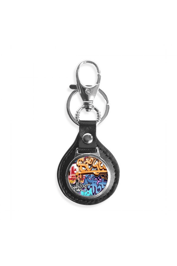 colorful l painting pattern graffiti street key link chain keyholder finder hook metal
