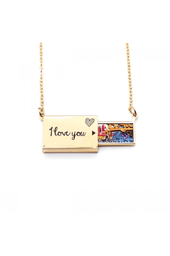 colorful l painting pattern graffiti street letter envelope necklace pendant jewelry