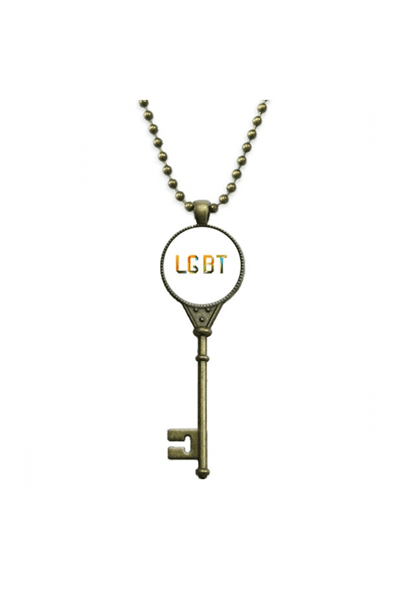 colorful lgbt rainbow key necklace pendant tray embellished chain