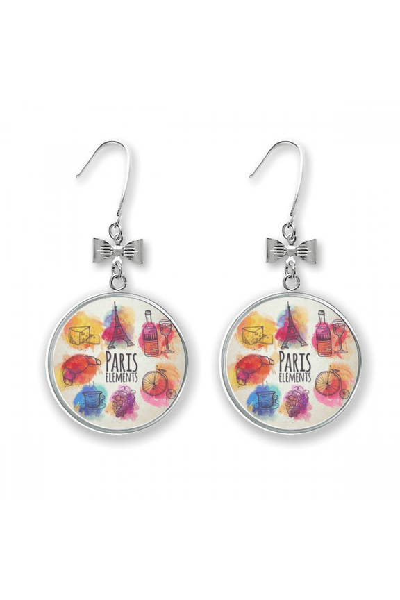 colorful life france eiffel tower paris bow earrings drop stud pierced hook