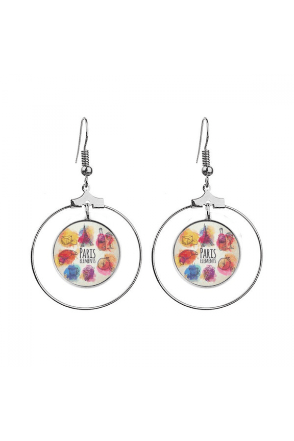 colorful life france eiffel tower paris earrings dangle hoop jewelry drop circle