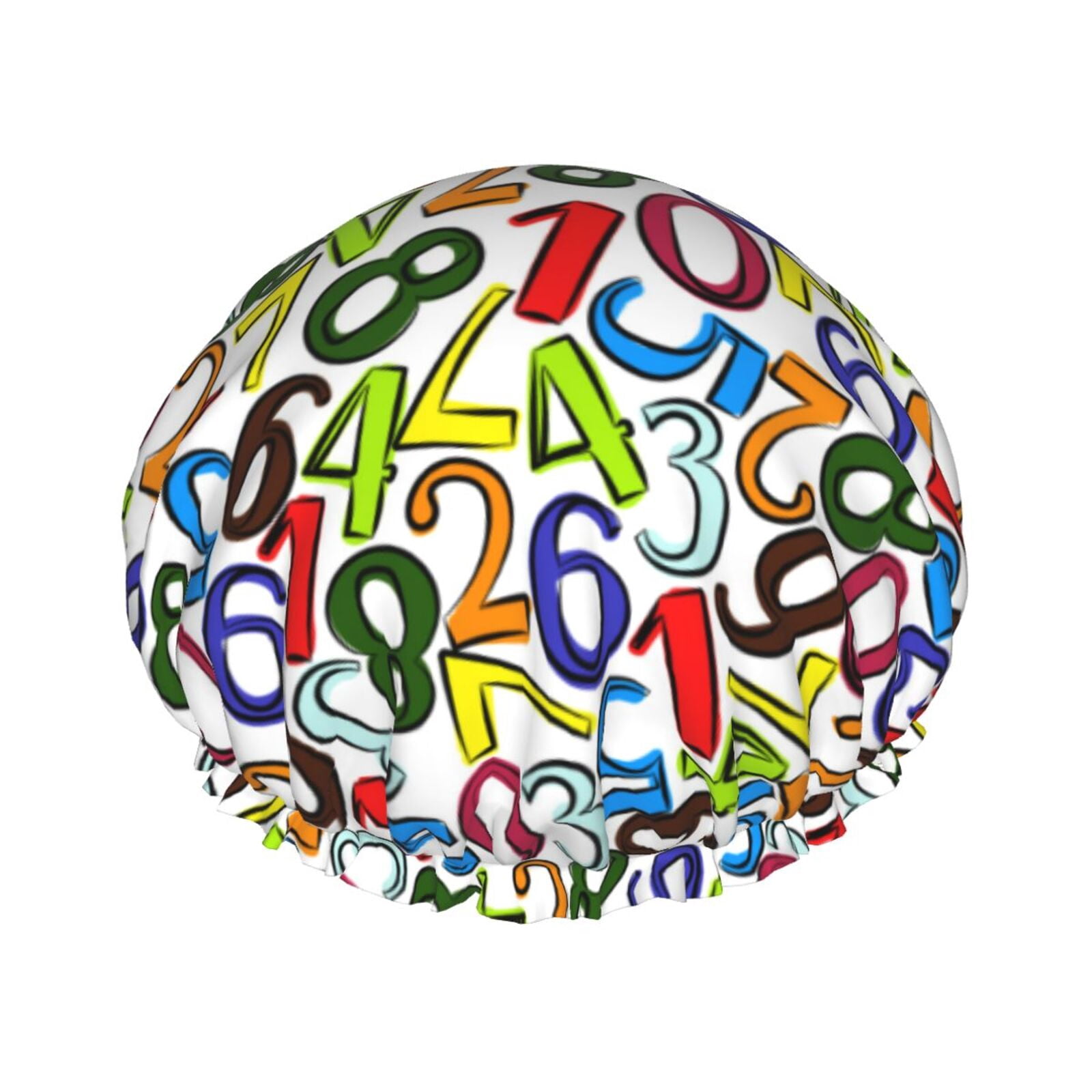 colorful number Math Shower Cap, Reusable Bath Hair Hat for all Hair ...