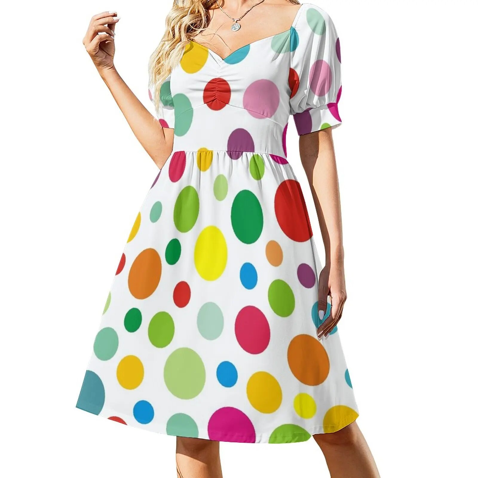 Colorful polka dot dress best sale