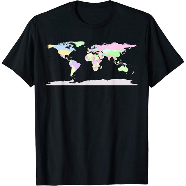 colorful world map t-shirt, borders of countries WGS_1984 T-Shirt ...
